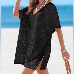NWT! CUPSHE In the Mix Black Cover-Up Mini Dress!